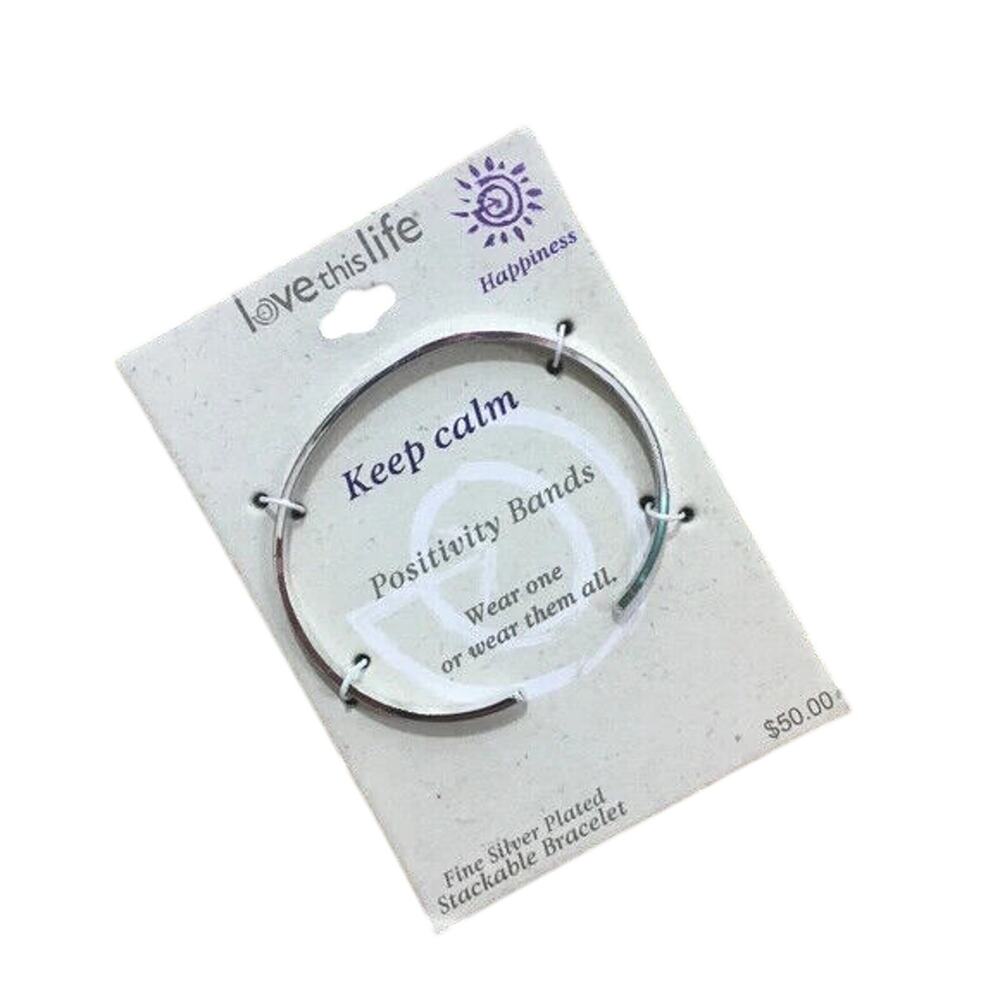 David Culiner 'Love This Life' Keep Calm Cuff Bracelet Silver Plated